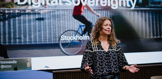 Astrid Haug speaking about digital sovereignty at Citizen 2026 in Stockholm