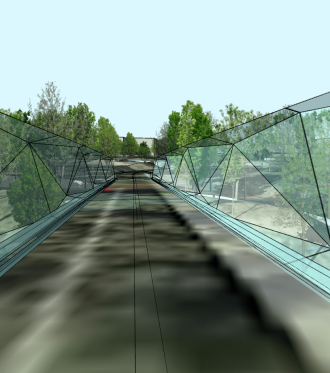 Illustrasjon av Saupstadbrua som kart- og oppmålingskontoret laget i forbindelse med reguleringsarbeidet.