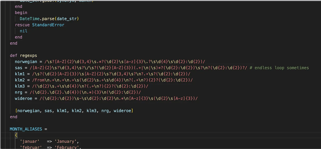 A departure date identifier that has ‘friendly’ regexes.
